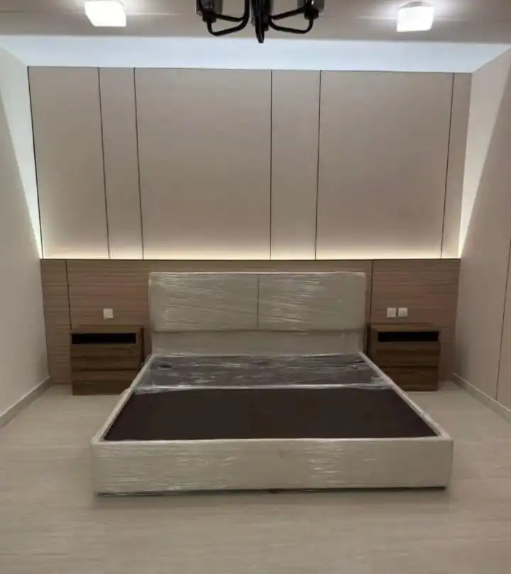 Modern Luxury Upholstered Bed with LED Lighting